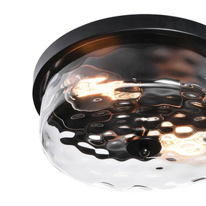 Farmhouze Light-Drum Hammered Glass Flush Mount-Ceiling Light--