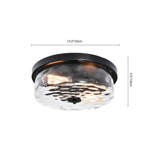 Farmhouze Light-Drum Hammered Glass Flush Mount-Ceiling Light--