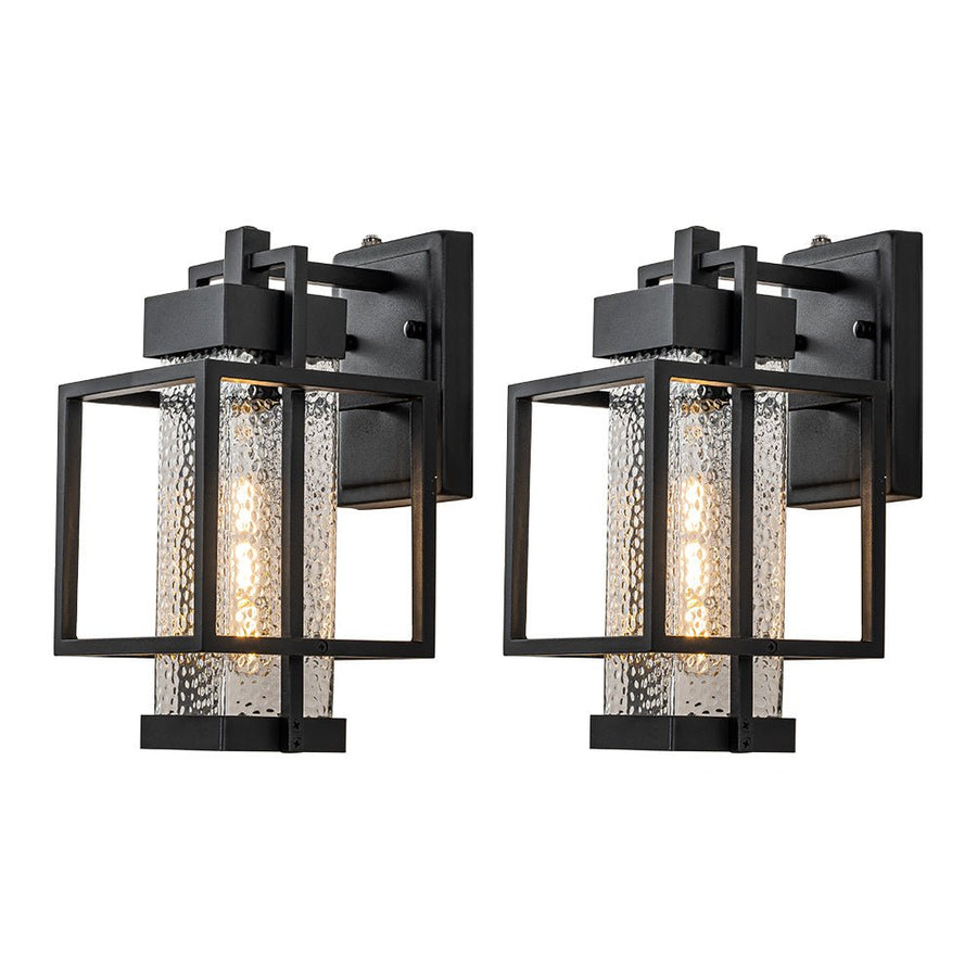 Farmhouze Light-Farmhouse 1-Light Hammered Glass Outdoor Wall Lantern-Wall Sconce-2 Packs-