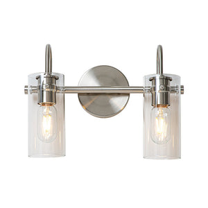 Farmhouze Light-Farmhouse 2-Light Glass Cylinder Vanity Wall Sconce-Wall Sconce-Nickel-2-Light