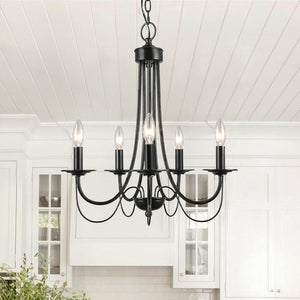 Farmhouze Light-Farmhouse 5 Light Black Metal Chandelier-Chandelier--