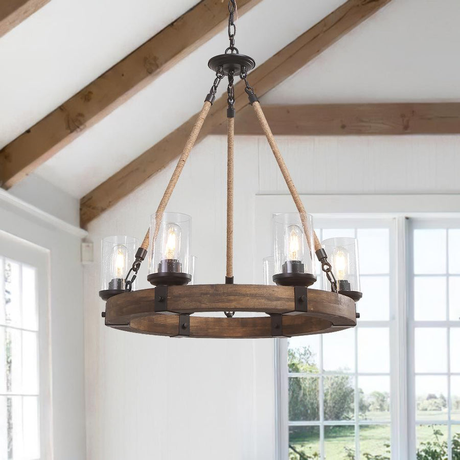 Farmhouze Light-Farmhouse 6 Light Circular Chandelier-Chandelier--