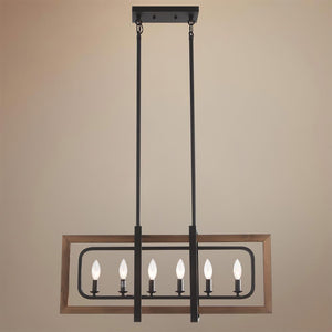 Farmhouze Light-Farmhouse 6 Light Geometric Rectangle Pendant Light-Pendant--