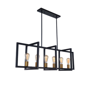 Farmhouze Light-Farmhouse 6-Light Rectangle Linear Chandelier-Chandelier--