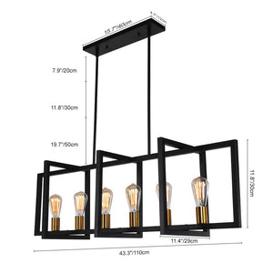 Farmhouze Light-Farmhouse 6-Light Rectangle Linear Chandelier-Chandelier--