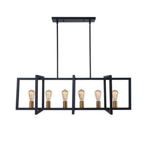 Farmhouze Light-Farmhouse 6-Light Rectangle Linear Chandelier-Chandelier--