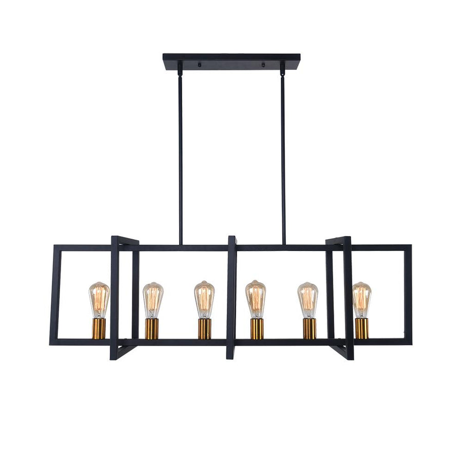 Farmhouze Light-Farmhouse 6-Light Rectangle Linear Chandelier-Chandelier--