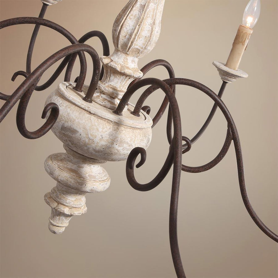 Farmhouze Light-Farmhouse 6 Light Wood Weathered Anchor Chandelier-Chandelier--