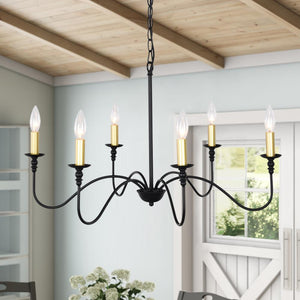 Farmhouze Light-Farmhouse Black Candle Style Classic Chandelier-Chandelier--