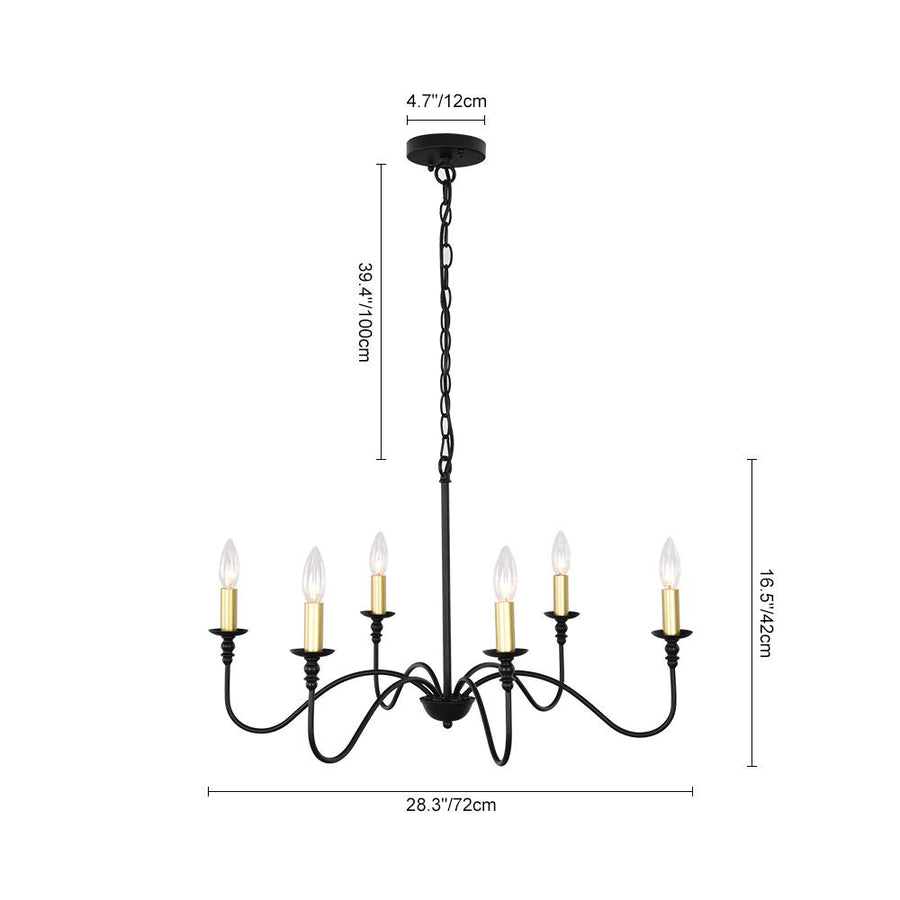 Farmhouze Light-Farmhouse Black Candle Style Classic Chandelier-Chandelier--