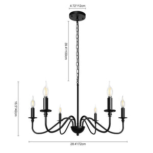 Farmhouze Light-Farmhouse Black Candle Style Classic Chandelier-Chandelier-Black+Brass-