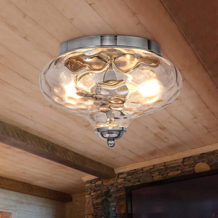 Farmhouze Light-Farmhouse Glass Flush Mount Ceiling Light-Ceiling Light-Black-