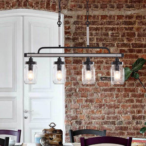 Farmhouze Light-Farmhouse Glass Mason Jar Linear Pendant Light-Chandelier--