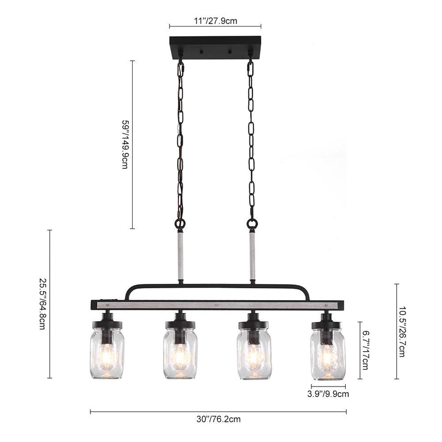 Farmhouze Light-Farmhouse Glass Mason Jar Linear Pendant Light-Pendant--