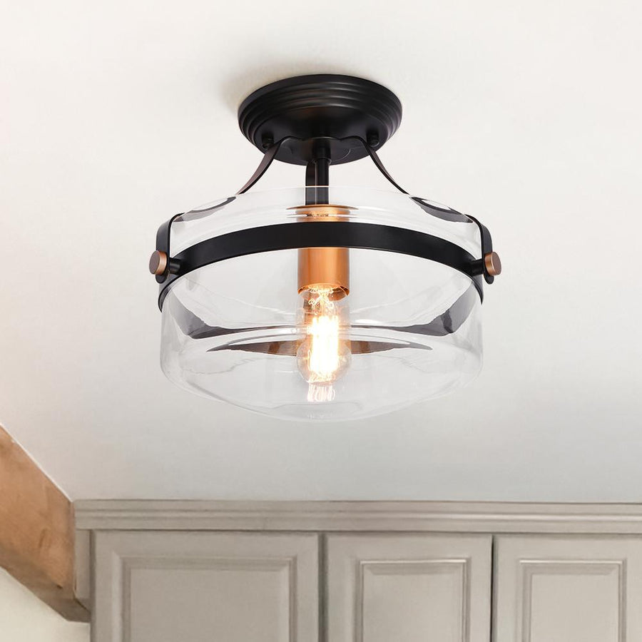 Farmhouze Light-Farmhouse Glass Semi Flush Mount-Ceiling Light--