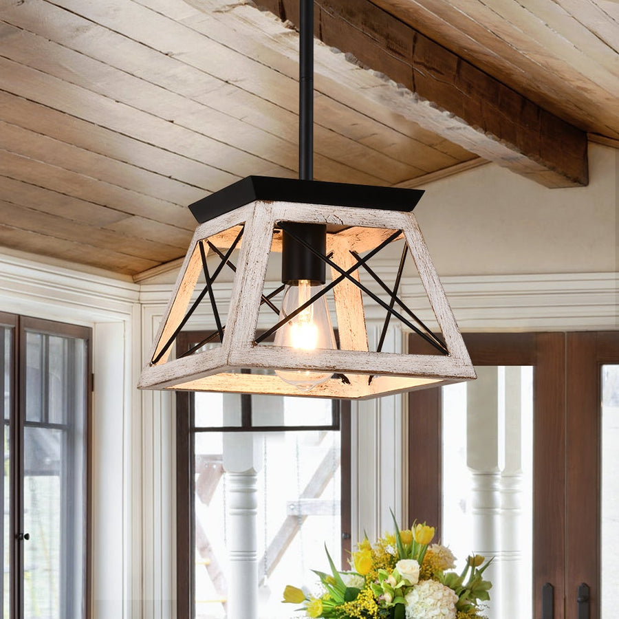 Farmhouze Light-Farmhouse Hanging Lantern Single Pendant Light-Pendant-White-