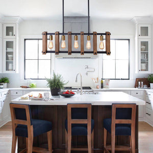 Farmhouze Light-Farmhouse Industrial Linear Wood Pendant Light-Chandelier--