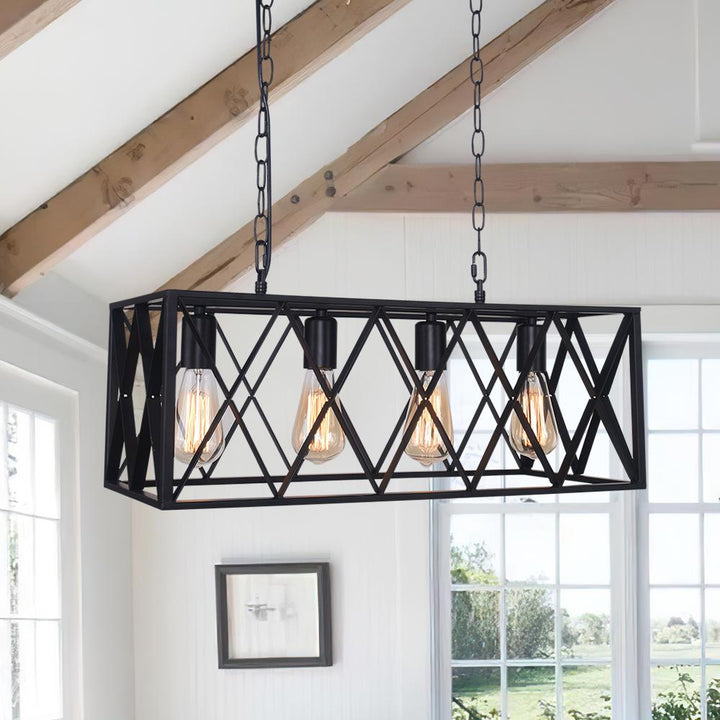 Farmhouze Light-Farmhouse Kitchen Island Black Linear Pendant-Chandelier--