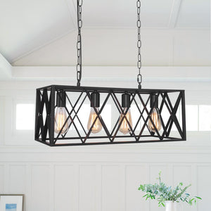 Farmhouze Light-Farmhouse Kitchen Island Black Linear Pendant-Chandelier--