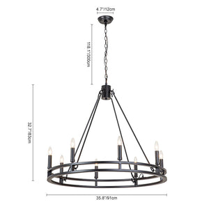 Farmhouze Light-Farmhouse Large Black Metal Wagon Wheel Chandelier-Chandelier-18-Lt-