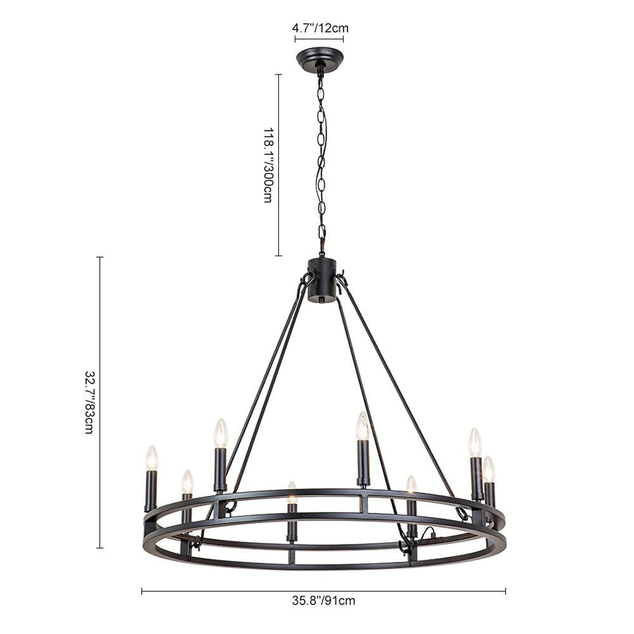 Farmhouze Light-Farmhouse Large Black Metal Wagon Wheel Chandelier-Chandelier-18-Lt-