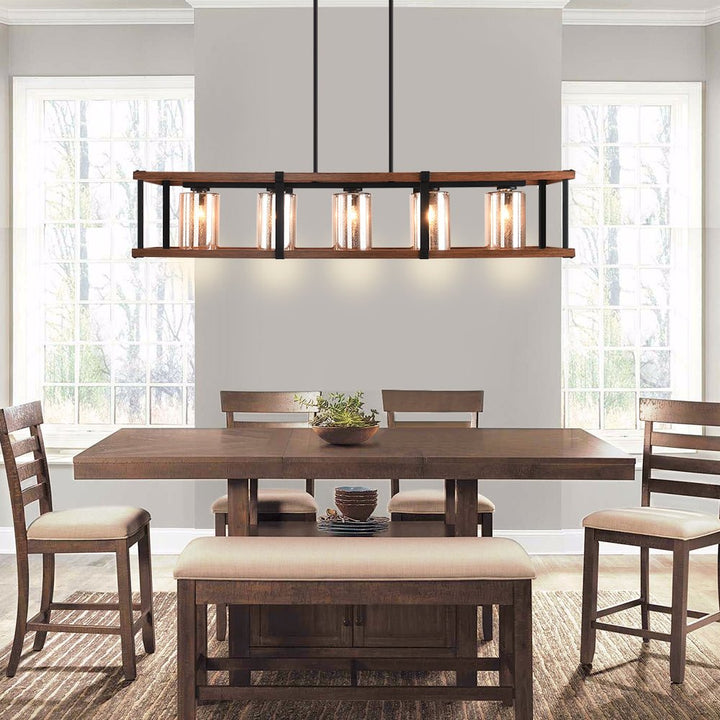 Farmhouze Light-Farmhouse Matte Black Brown 5 Light Chandelier-Chandelier--