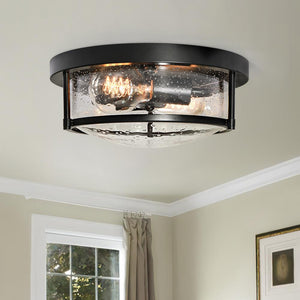 Farmhouze Light-Farmhouse Round Glass Flush Mount-Ceiling Light--