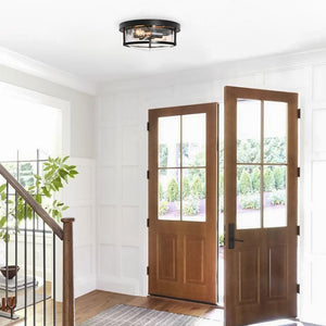 Farmhouze Light-Farmhouse Round Glass Flush Mount-Ceiling Light--