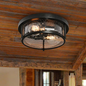 Farmhouze Light-Farmhouse Round Glass Flush Mount-Ceiling Light--