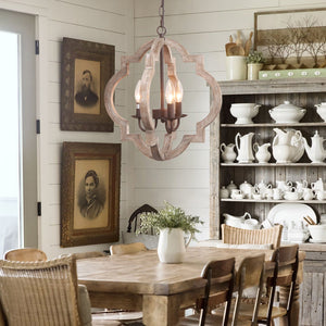 Farmhouze Light-Farmhouse Rustic Round Lantern Pendant Light-Chandelier-3 Bulbs-