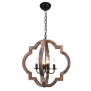 Farmhouze Light-Farmhouse Rustic Wood 4 Light Pendant Light-Chandelier--