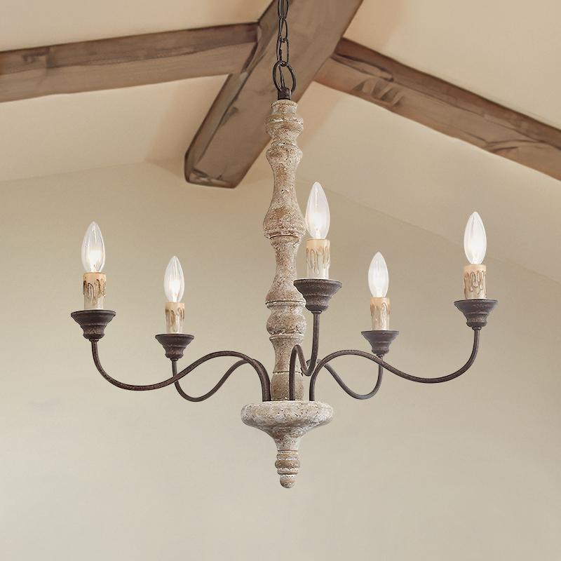 Farmhouze Light-Farmhouse Shabby Candle Chandelier-Chandelier-Rustic Candle Base-