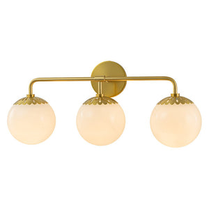 Farmhouze Light-Flower Milky Glass Globe Brass Vanity Wall Lamp-Wall Sconce-Aged Brass-