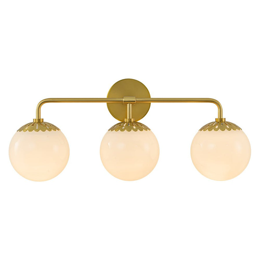 Farmhouze Light-Flower Milky Glass Globe Brass Vanity Wall Lamp-Wall Sconce-Aged Brass-