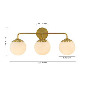 Farmhouze Light-Flower Milky Glass Globe Brass Vanity Wall Lamp-Wall Sconce-Aged Brass-