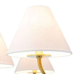 Farmhouze Light-French Farmhouse 6-Light Cone White Linen Shade Chandelier-Chandelier-Brass-