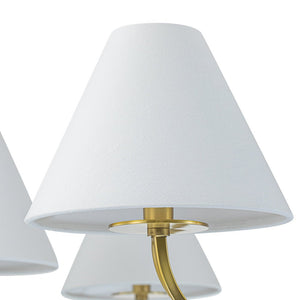 Farmhouze Light-French Farmhouse 6-Light Cone White Linen Shade Chandelier-Chandelier-Brass-