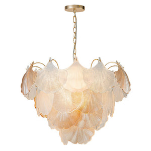 Farmhouze Light-French Farmhouse Gold Texture Glass Leaf Chandelier-Chandelier-Gold-