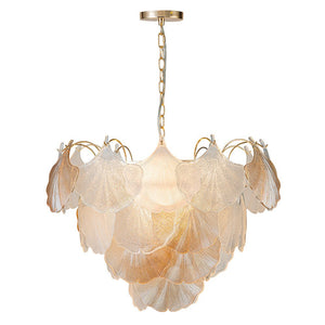 Farmhouze Light-French Farmhouse Gold Texture Glass Leaf Chandelier-Chandelier-Gold-