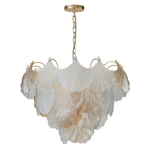 Farmhouze Light-French Farmhouse Gold Texture Glass Leaf Chandelier-Chandelier-Gold-