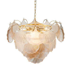 Farmhouze Light-French Farmhouse Gold Texture Glass Leaf Chandelier-Chandelier-Gold-