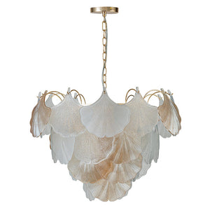 Farmhouze Light-French Farmhouse Gold Texture Glass Leaf Chandelier-Chandelier-Gold-