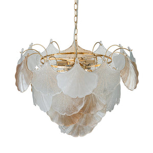 Farmhouze Light-French Farmhouse Gold Texture Glass Leaf Chandelier-Chandelier-Gold-