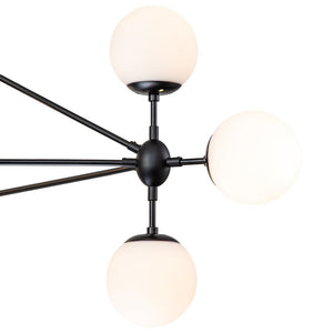 Farmhouze Light-Geometric Opal Glass Globe 10-Light Chandelier-Chandelier-Black-10-Light