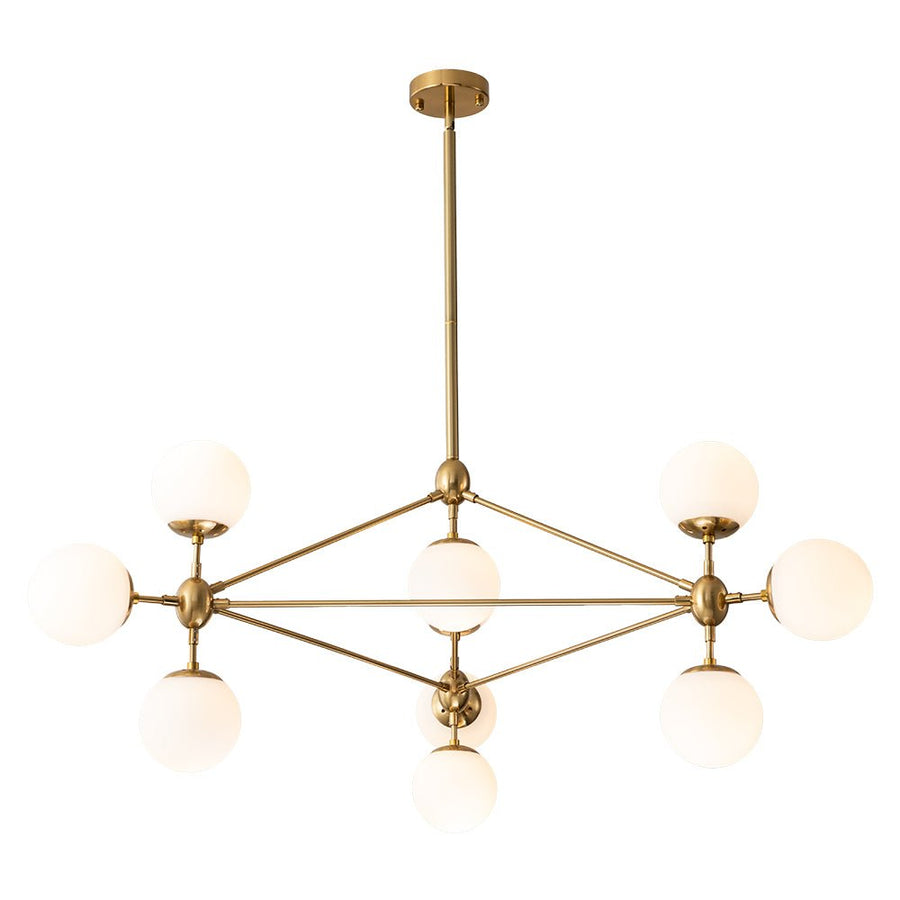 Farmhouze Light-Geometric Opal Glass Globe 10-Light Chandelier-Chandelier-Black-10-Light