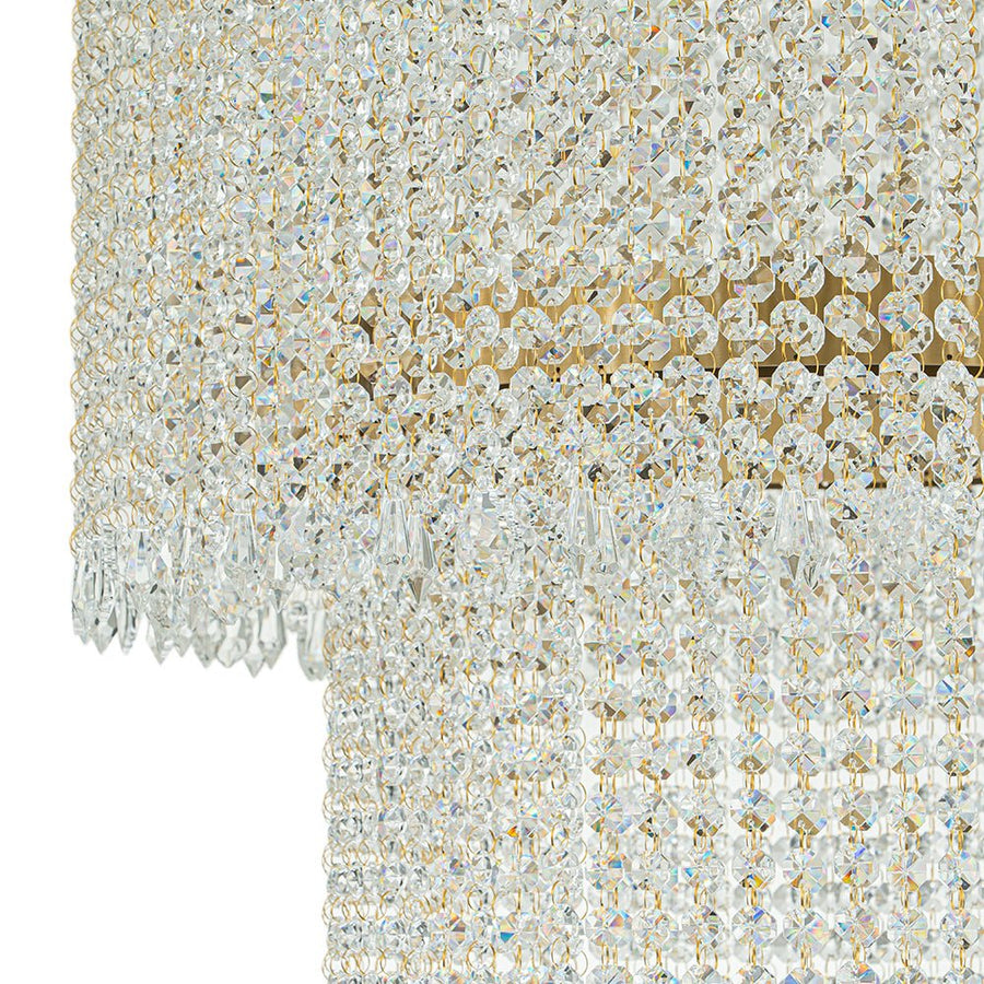 Farmhouze Light-Glam 2-Tier LED Brass Round Fringe Crystal Chandelier-Chandelier-Brass-