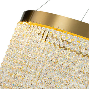 Farmhouze Light-Glam 2-Tier LED Brass Round Fringe Crystal Chandelier-Chandelier-Brass-