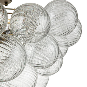 Farmhouze Light-Glam 3-Light Swirled Glass Globe Bubble Flush Mount Chandelier-Chandelier-3-Light-Nickel