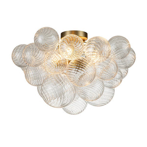 Farmhouze Light-Glam 3-Light Swirled Glass Globe Bubble Flush Mount Chandelier-Chandelier-3-Light-Nickel