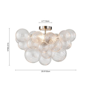 Farmhouze Light-Glam 3-Light Swirled Glass Globe Bubble Flush Mount Chandelier-Chandelier-3-Light-Nickel